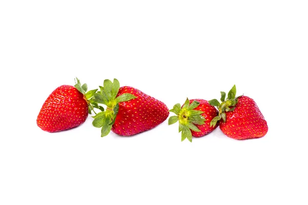 Fresas Sobre Fondo Blanco Grupo Fresas Rojas Sobre Fondo Blanco — Foto de Stock