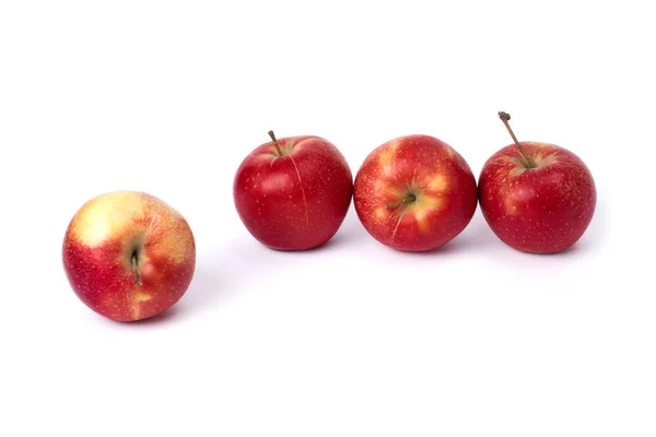 Four Red Apples White Background Juicy Apples Red Color Yellow — Stock Photo, Image