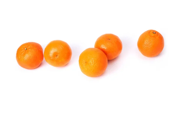 Grupp Saftiga Apelsin Mandariner Vit Bakgrund — Stockfoto