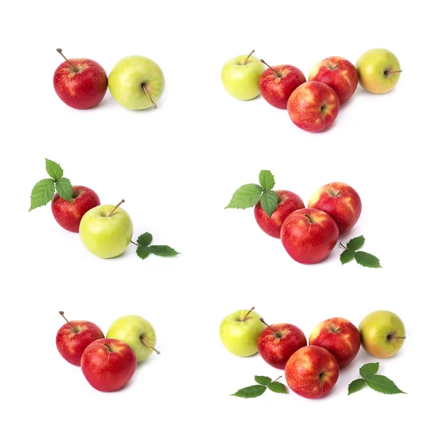 Satz Roter Äpfel Auf Weißem Hintergrund Saftige Äpfel Roter Farbe — Stockfoto