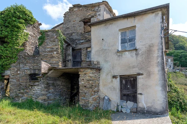 Vista Del Village Costa Soglio Antiguo Núcleo Residencial Municipio Orero — Foto de Stock