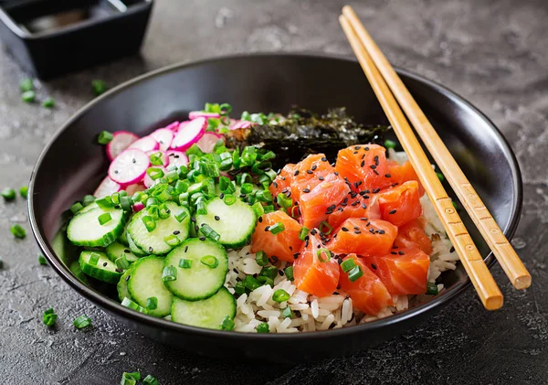 Hawaiian Lax Fisk Säcken Skål Dietmat — Stockfoto