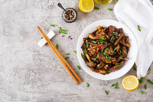 Hot Spicy Stew Aubergine Koreaanse Stijl Met Groene Aubergine Bak — Stockfoto