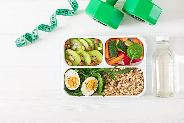 Top View Concept Healthy Food Sports Lifestyle Vegetarian Lunch Lunchbox — Stock Photo, Image