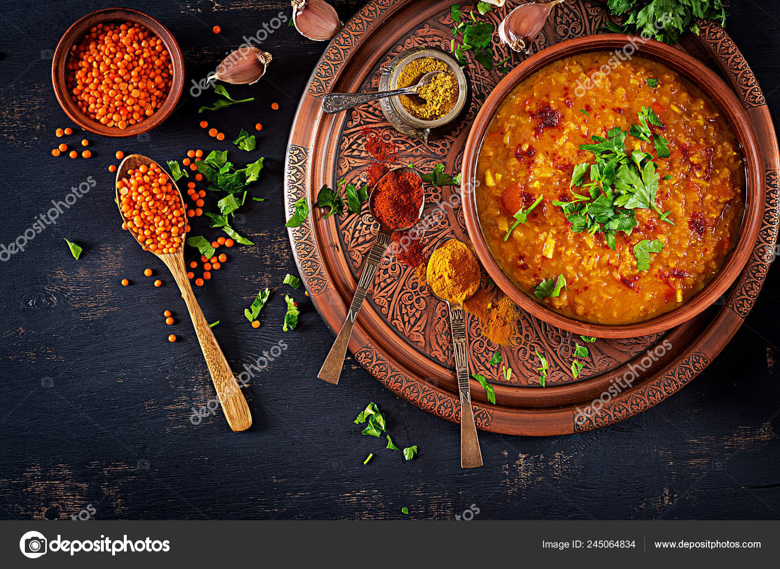 Indian Dal Food Traditional Indian Soup Lentils Indian Dhal Spicy Stock