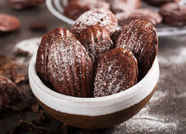 Печиво Шоколадне Домашнє Шоколад Madeleines Темних Таблиці Французька Кухня — стокове фото