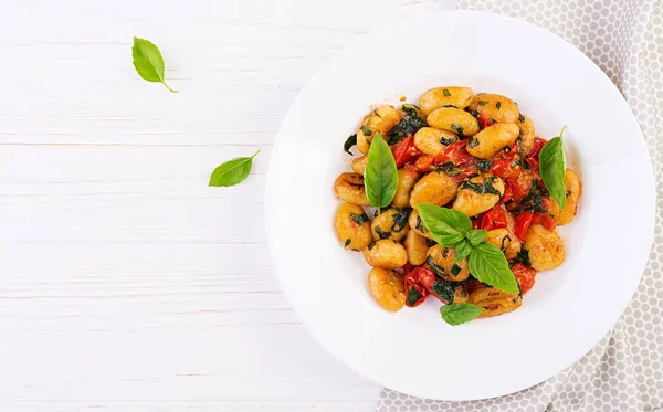 Gnocchi Pasta Rustic Style Italian Cuisine Vegetarian Vegetable Pasta Cooking — Stock Photo, Image