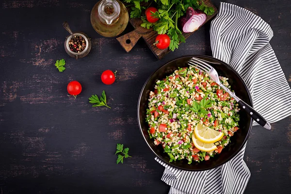 Insalata Tabbouleh Piatto Tradizionale Mediorientale Arabo Insalata Vegetariana Levantina Con — Foto Stock