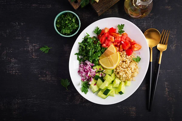 Ensalada Tabbouleh Plato Tradicional Oriente Medio Árabe Ensalada Vegetariana Levantina — Foto de Stock