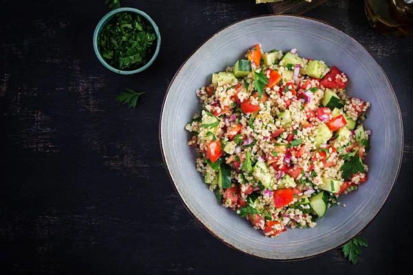 Tabbouleh Saláta Hagyományos Közel Keleti Vagy Arab Étel Levantin Vegetáriánus — Stock Fotó