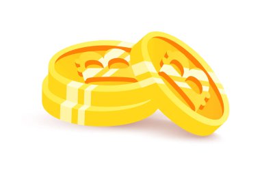 Sikke bitcoin. Vektör çizim karikatür tarzı.