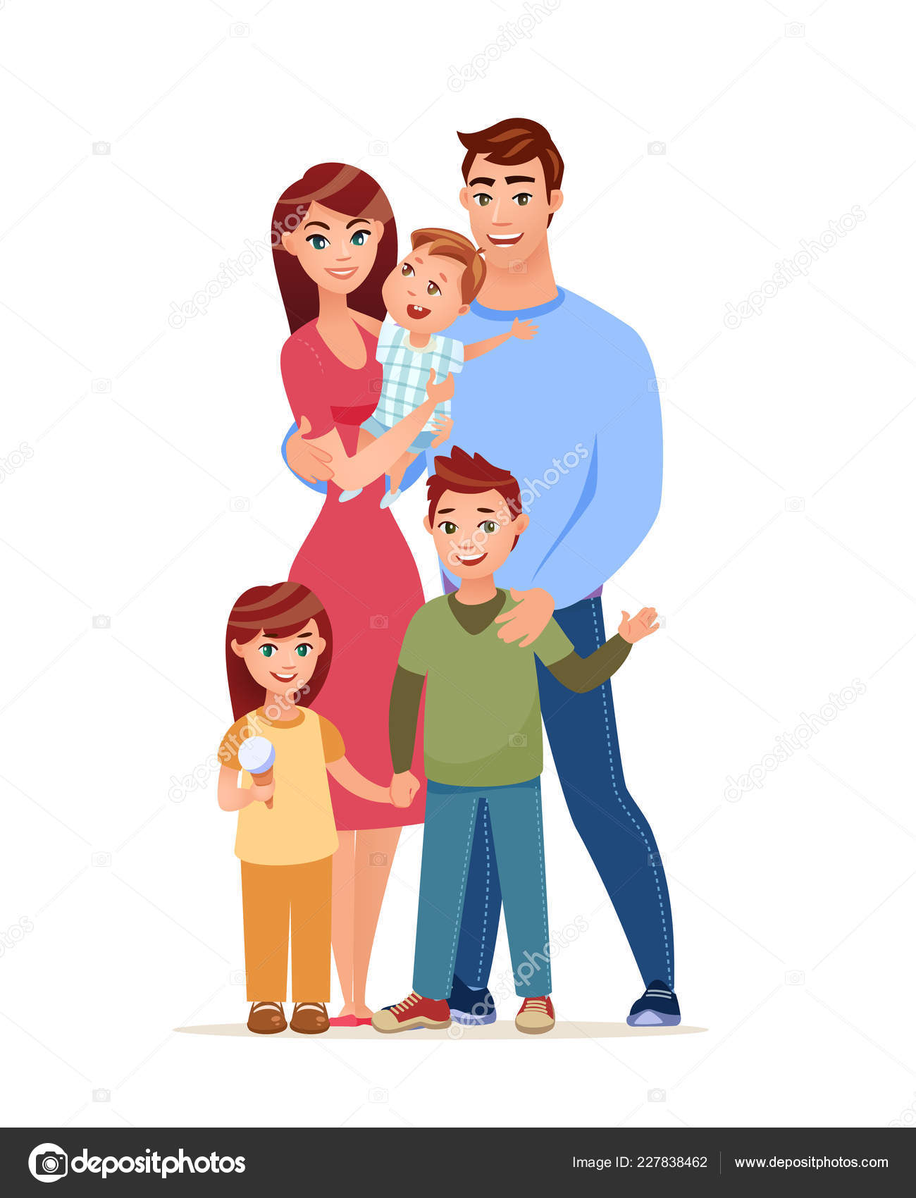 Familia Con Tres Hijos Vectores Grafico Vectorial Familia Con Tres Hijos Imagenes Vectoriales De Stock Depositphotos