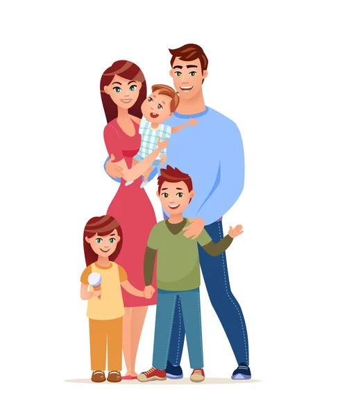 Wandern glückliche Familie. Zeichentrick-Vektor-Illustration. — Stockvektor