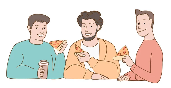 La gente come pizza Ilustración de stock