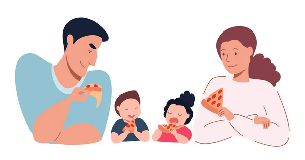 La gente come pizza — Vector de stock