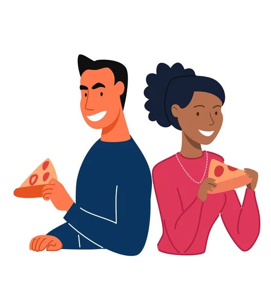 Οι άνθρωποι τρώνε πίτσα — Διανυσματικό Αρχείο