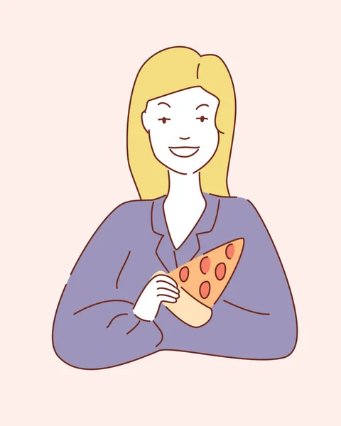 Люди їдять піцу Векторна Графіка