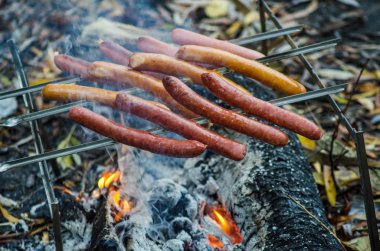 Sosis üç tür bir piknik ateşe verilir