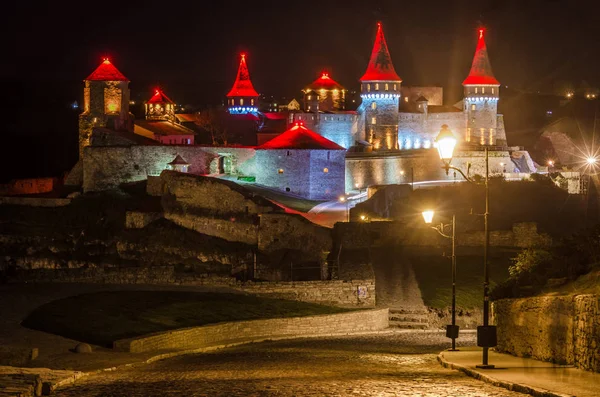 Fortress Kamenets Podolsky Evening Lights — Stock Photo, Image