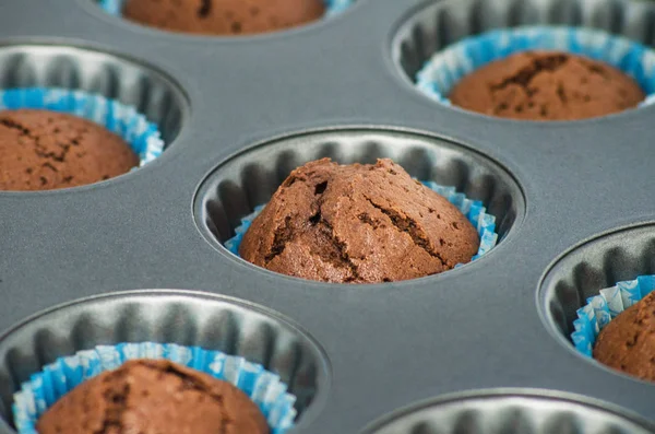 Cuisson Délicieux Muffins Chocolat — Photo