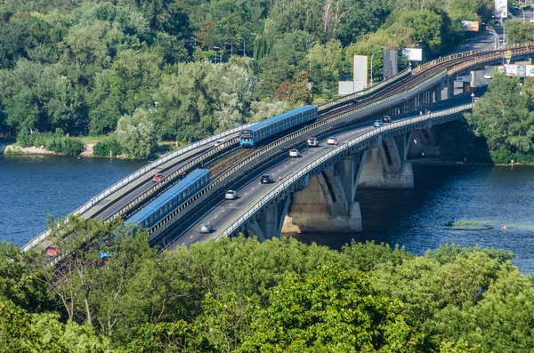 Puente Metro Sobre Dnipro Kiev — Foto de Stock