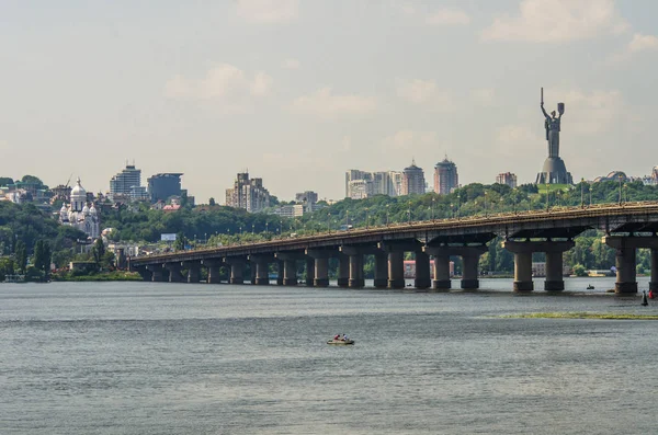 Vista Sobre Dnipro Puente Paton Orilla Derecha Kiev — Foto de Stock