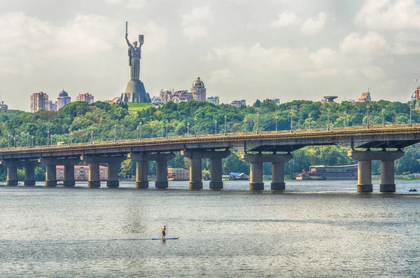 Vista Sobre Dnipro Puente Paton Orilla Derecha Kiev — Foto de Stock