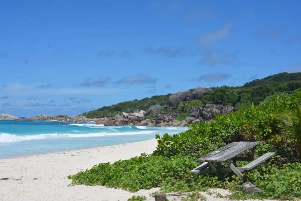 Spiaggia Grand Anse Sulle Seychelles Digue — Foto Stock