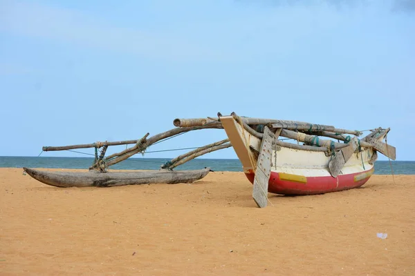 Båtar Negombo Strand Sri Lanka — Stockfoto