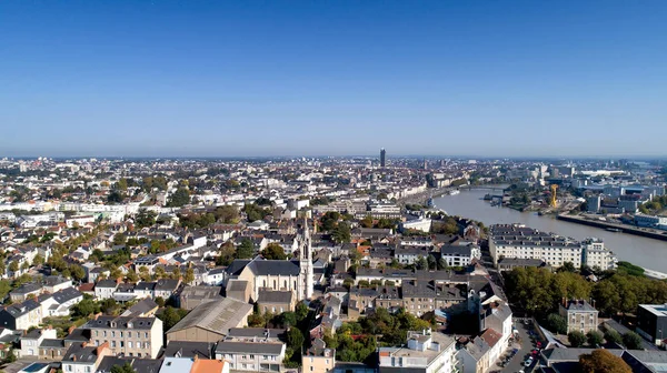 Luchtfoto Van Het Centrum Van Stad Nantes Loire Atlantique — Stockfoto