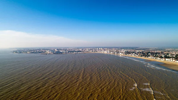 Aerial view of Royan city and beach at sunset, in Chanrente Mari — Stock Photo, Image