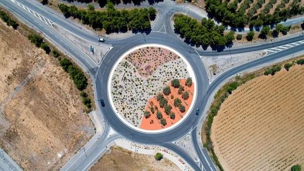 Vista aérea de una rotonda en Sigean, Francia — Foto de Stock