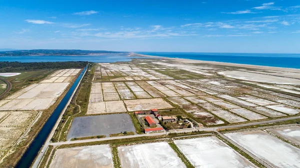 Légifotó a Sainte Lucie sós mocsarak a Port la Nouvelle — Stock Fotó