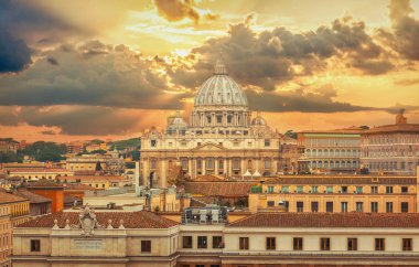 Rome city Vatican skyline view clipart