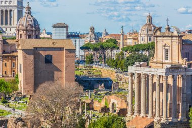 Roma Forumu güneşli bir günde, Roma, İtalya