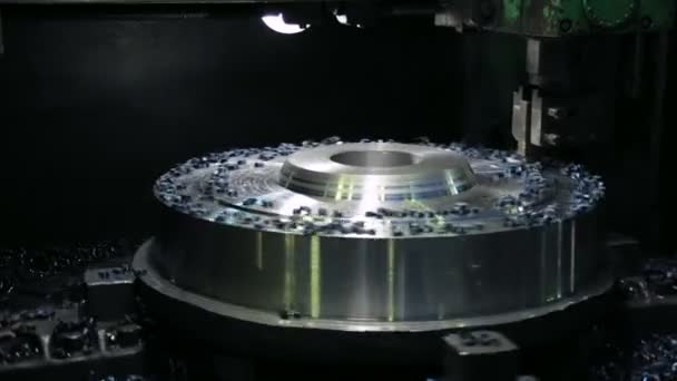 Workpiece processing on turning-and-boring lathe — Stock Video