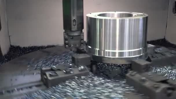 Workpiece processing on turning-and-boring lathe — Stock Video