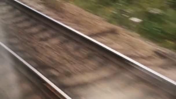 Järnvägsspår i närbild — Stockvideo