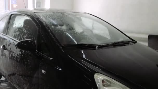 Auto wassen proces in close-up — Stockvideo