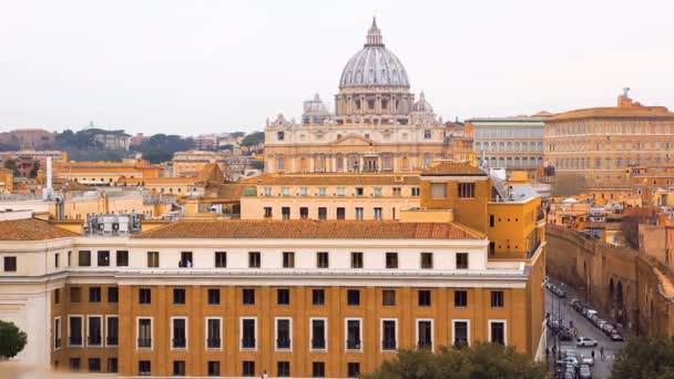 View of old town Rome and Basilica of St. Peter — Stock Video