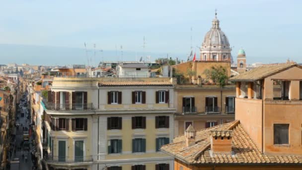 Rome uitzicht op de stad vanaf Spaanse Trappen — Stockvideo