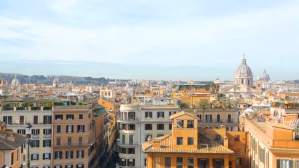 Rome uitzicht op de stad vanaf Spaanse Trappen — Stockvideo