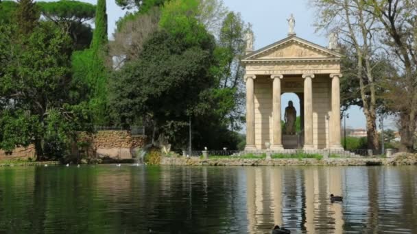 Templo de Esculapio en Villa Borghese — Vídeos de Stock