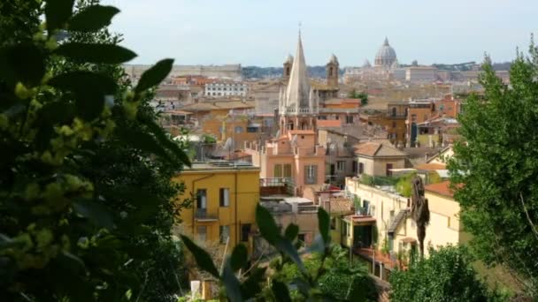 Rome uitzicht op de stad vanaf het Pincio Terrace — Stockvideo