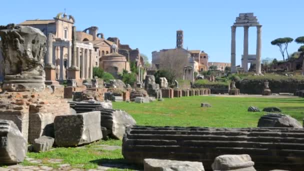 Forum Romanum w słoneczny dzień, Rzym, Włochy — Wideo stockowe