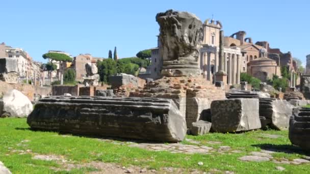 Forum Romanum på solig dag, Rom, Italien — Stockvideo