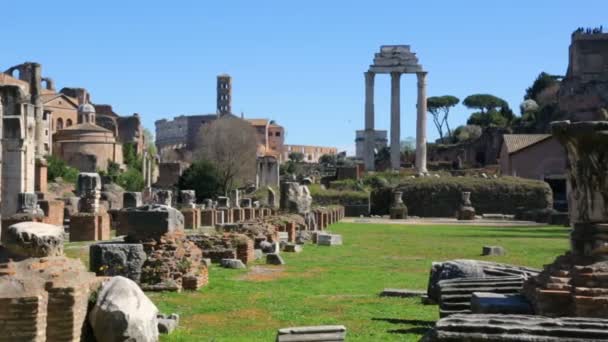 Forum Romanum w słoneczny dzień, Rzym, Włochy — Wideo stockowe