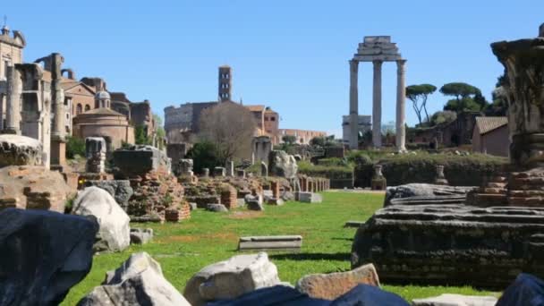 Forum Romanum på solig dag, Rom, Italien — Stockvideo