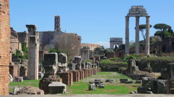 Forum Romanum w słoneczny dzień, Rzym, Włochy — Wideo stockowe