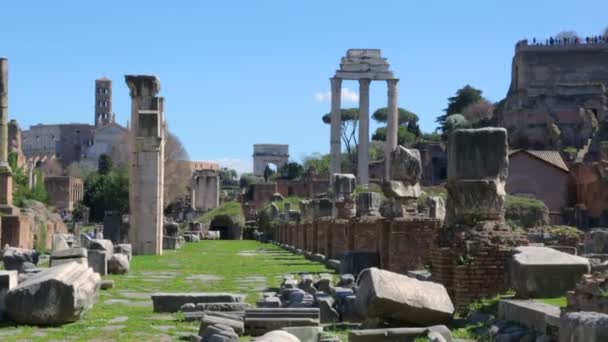 Forum Romanum w słoneczny dzień, Rzym, Włochy — Wideo stockowe